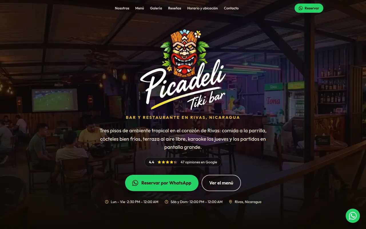 Screenshot of PicaDelis Tiki Bar