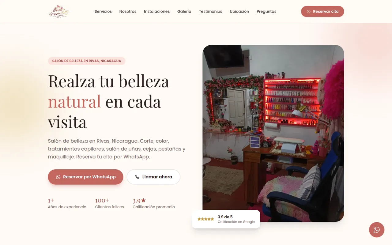 Screenshot of Siempre Bella Salón